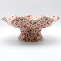 Janelle Imports Fluted Pedestal Bowl In Antique Red