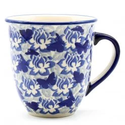 Janelle Imports Lg Bistro Cup 16 Oz In Blue Butterfly