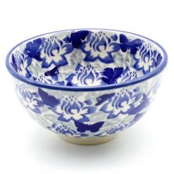 Janelle Imports Rice Bowl In Blue Butterfly