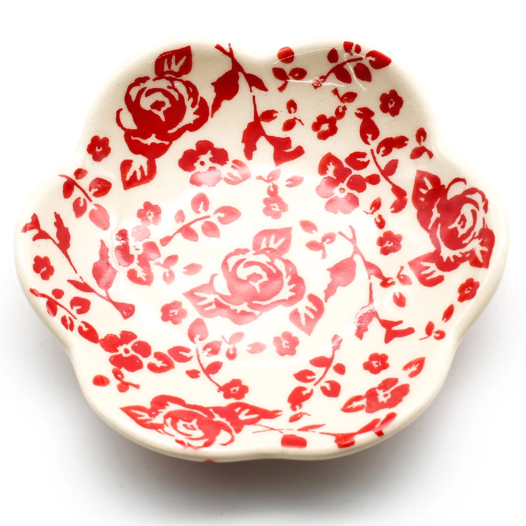 Janelle Imports Flower Plate In Antique Red 3 Janelle Imports Flower Plate In Antique Red