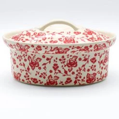 Janelle Imports Oval Server W/Cover 1 Qt In Antique Red