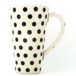 Janelle Imports Tall Cup 12 Oz In Black Polka-Dot