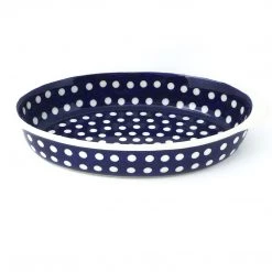 Janelle Imports Sm Oval Baker W/Handles In White Polka-Dot
