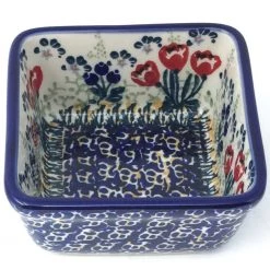 Janelle Imports Tiny Sq. Bowl 8 Oz In Red Tulips