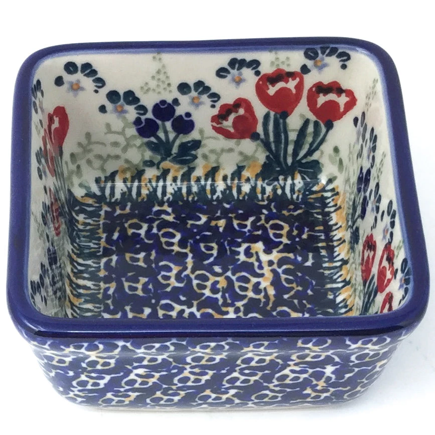 Janelle Imports Tiny Sq. Bowl 8 Oz In Red Tulips 3 Janelle Imports Tiny Sq. Bowl 8 Oz In Red Tulips