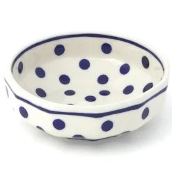 Janelle Imports Shallow Little Bowl 12 Oz In Blue Polka-Dot
