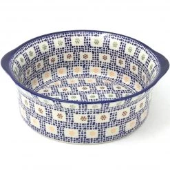 Janelle Imports Deep Round Baker In Modern Checkers