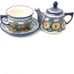 Janelle Imports Teapot W/Cup & Saucer In Sunflowers