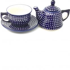 Janelle Imports Teapot W/Cup & Saucer In Blue Elegance