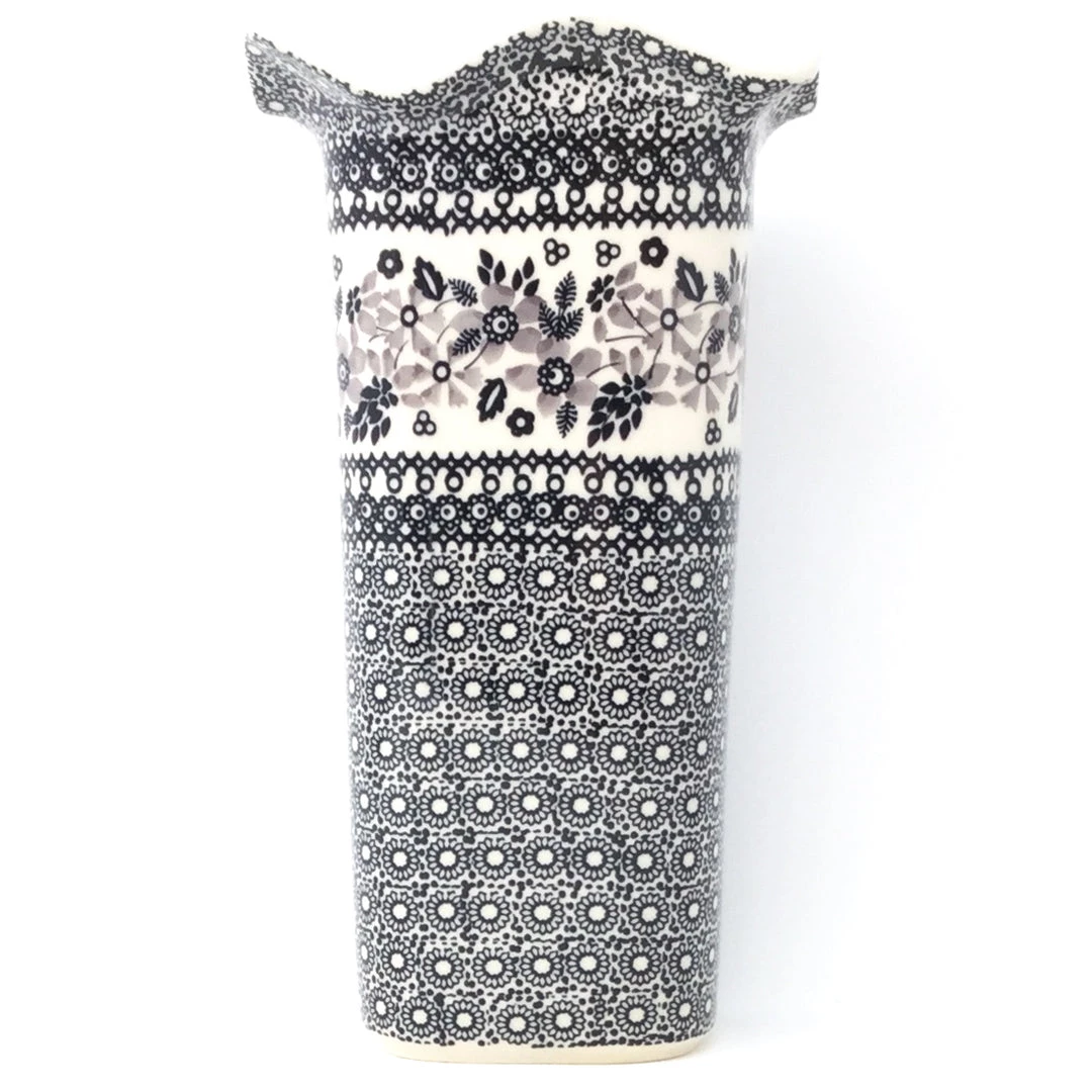 Janelle Imports Fluted Vase In Gray & Back 3 Janelle Imports Fluted Vase In Gray & Back