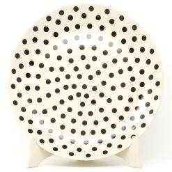 Janelle Imports Dinner Plate 11" In Black Polka-Dot