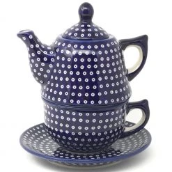 Janelle Imports Teapot W/Cup & Saucer In Blue Elegance