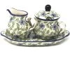 Janelle Imports Creamer & Sugar Set W/Tray In Blue Clematis
