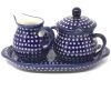 Janelle Imports Creamer & Sugar Set W/Tray In Blue Elegance