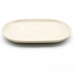 Janelle Imports Tiny Oval Platter In White On White