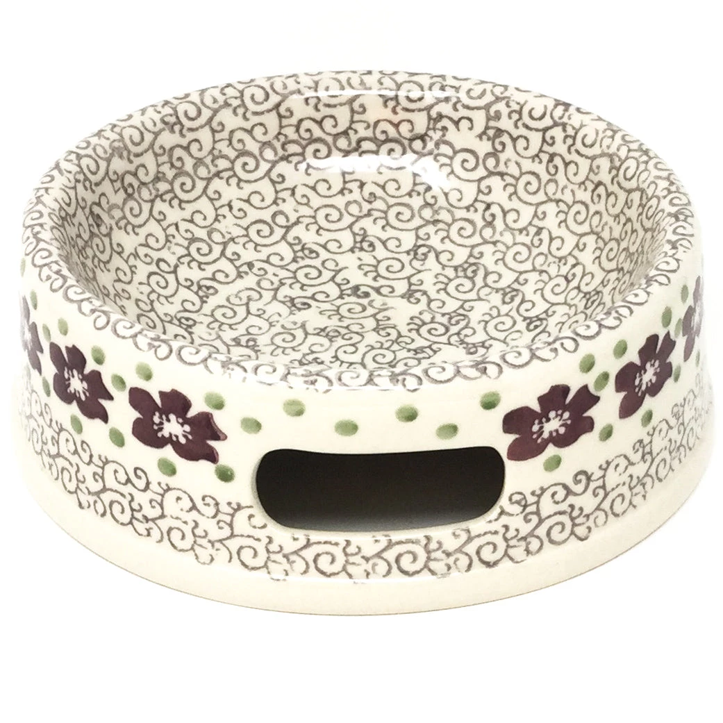 Janelle Imports Md Dog Bowl In Purple & Gray Flowers 4 Janelle Imports Md Dog Bowl In Purple & Gray Flowers