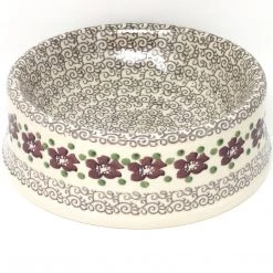 Janelle Imports Lg Dog Bowl In Purple & Gray Flowers