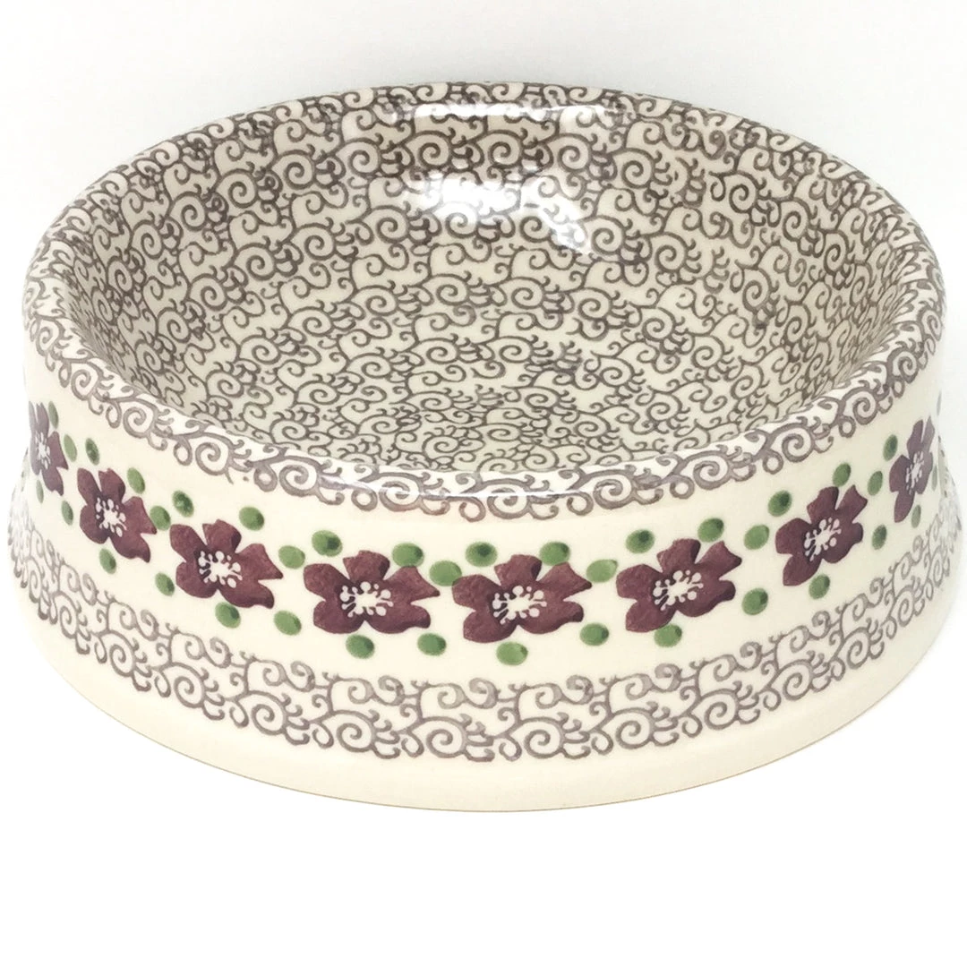 Janelle Imports Lg Dog Bowl In Purple & Gray Flowers 4 Janelle Imports Lg Dog Bowl In Purple & Gray Flowers