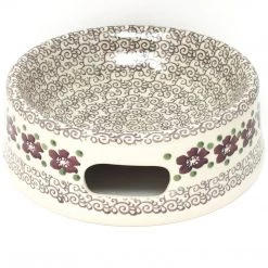 Janelle Imports Lg Dog Bowl In Purple & Gray Flowers