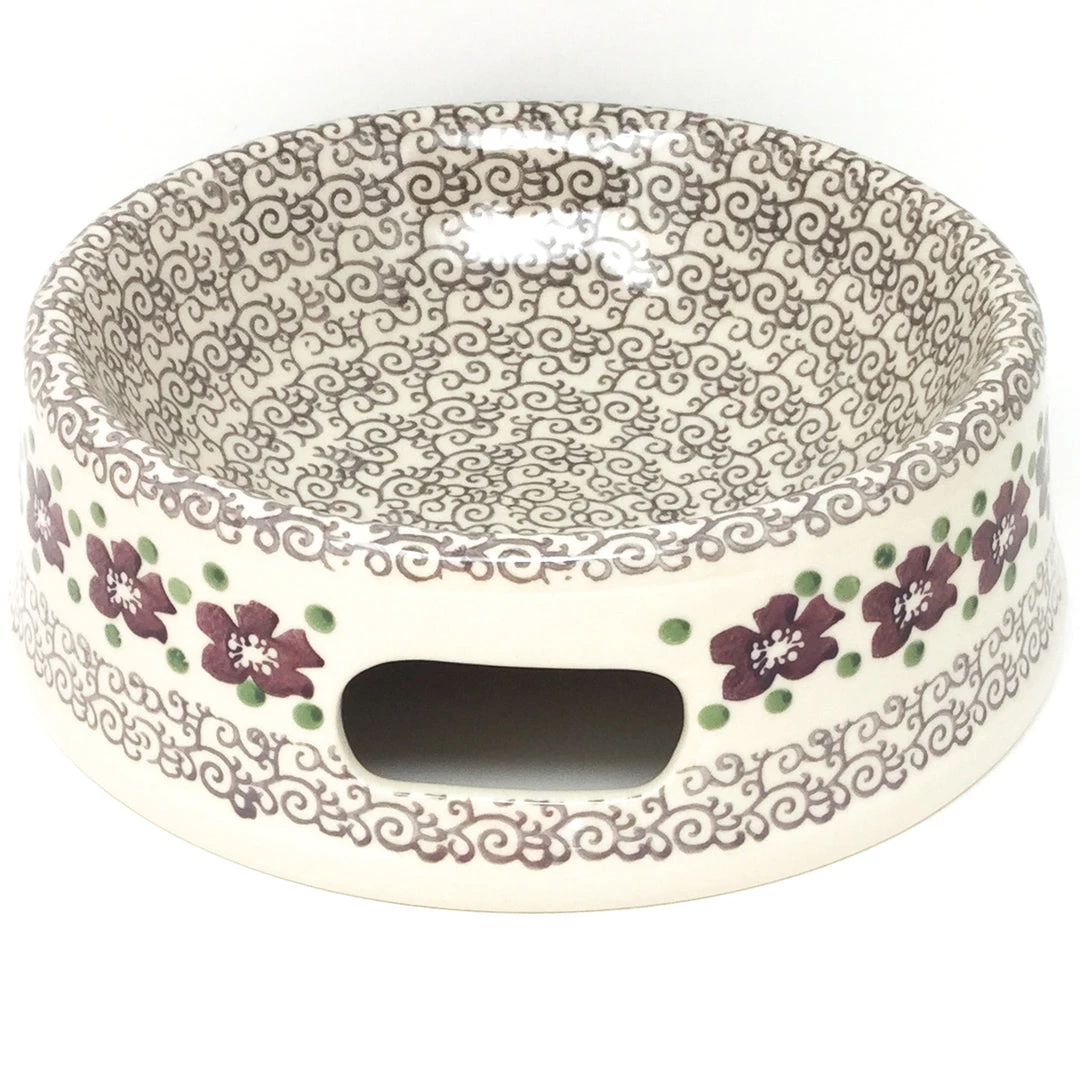 Janelle Imports Lg Dog Bowl In Purple & Gray Flowers 3 Janelle Imports Lg Dog Bowl In Purple & Gray Flowers