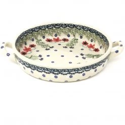 Janelle Imports Round Baker W/Handles In Dill Flowers