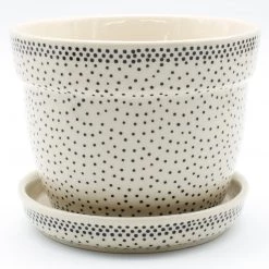 Janelle Imports Md Flower Pot W/Plate In Black Elegance