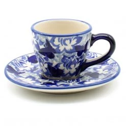 Janelle Imports Espresso Cup W/Saucer 2 Oz In Blue Butterfly