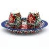 Janelle Imports Salt & Pepper Set W/Tray In Red Poppies