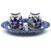 Janelle Imports Salt & Pepper Set W/Tray In Stunning Blue
