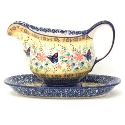Janelle Imports Gravy Boat W/Tray 1 Qt In Butterfly Meadow