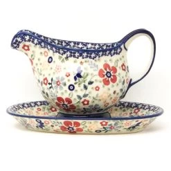 Janelle Imports Gravy Boat W/Tray 1 Qt In Summer Arrangement