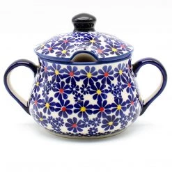 Janelle Imports Family Style Sugar Bowl 14 Oz In Flowers On White