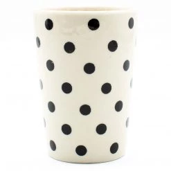 Janelle Imports Toothbrush Holder/Cup In Black Polka-Dot