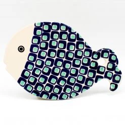 Janelle Imports Whale Cutting Board In Green Squares