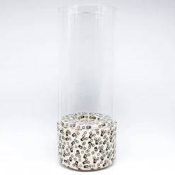 Janelle Imports Lg Glass Candle Holder In Modern Gray & Black