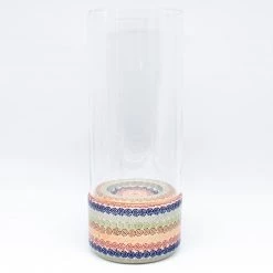 Janelle Imports Sm Glass Candle Holder In Modern Dots