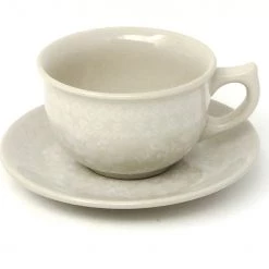 Janelle Imports Tea Cup W/Saucer 8 Oz In White On White