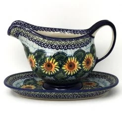 Janelle Imports Gravy Boat W/Tray 1 Qt In Sunflowers