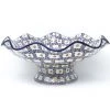 Janelle Imports Fluted Pedestal Bowl In Modern Checkers