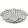 Janelle Imports Fluted Pasta Bowl In Modern Checkers