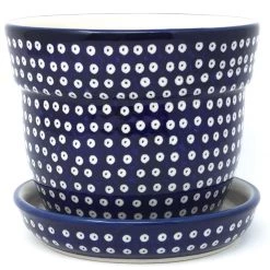 Janelle Imports Sm Flower Pot W/Plate In Blue Elegance