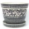 Janelle Imports Lg Flower Pot W/Plate In Gray & Black