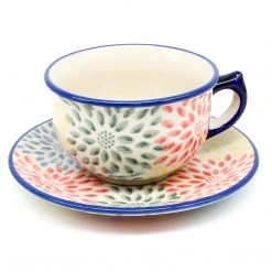 Janelle Imports Tea Cup W/Saucer 8 Oz In Pastel Burst