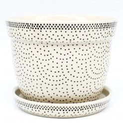 Janelle Imports Lg Flower Pot W/Plate In Black Elegance