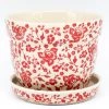 Janelle Imports Md Flower Pot W/Plate In Antique Red