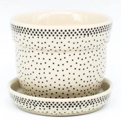 Janelle Imports Sm Flower Pot W/Plate In Black Elegance