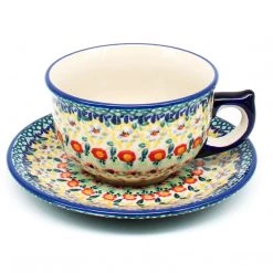 Janelle Imports Tea Cup W/Saucer 8 Oz In Country Fall