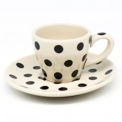 Janelle Imports Espresso Cup W/Saucer 2 Oz In Black Polka-Dot