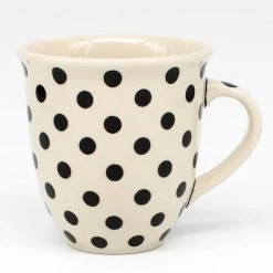 Janelle Imports Lg Bistro Cup 16 Oz In Black Polka-Dot