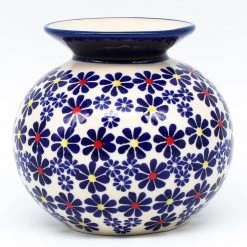 Janelle Imports Round Vase In Flowers On White